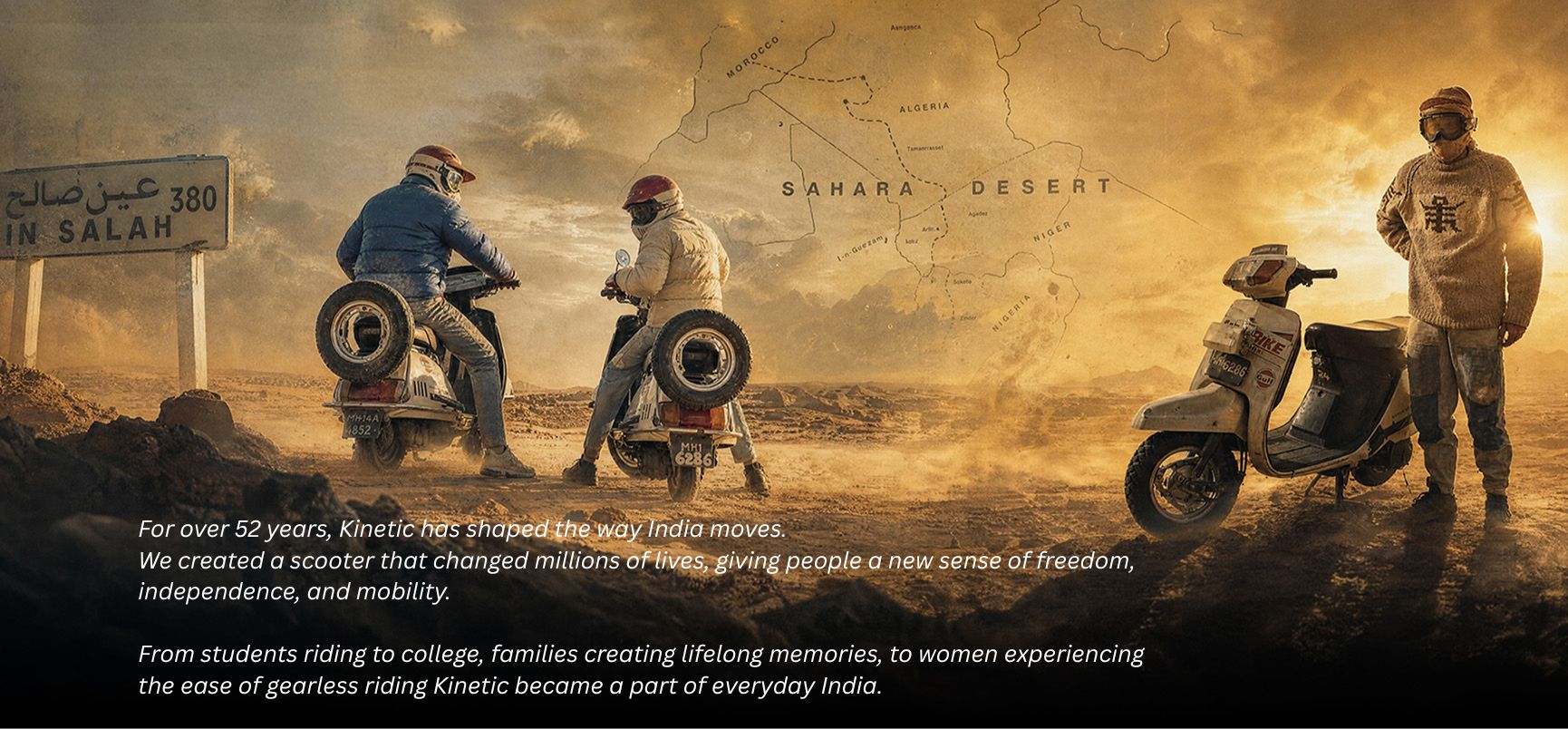 Kinetic riders crossing the Sahara Desert - a legacy that moved a nation